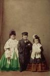 Charles Sherwood Stratton, known as "General Tom Thumb" (1838-83), with his wife Lavinia (nee Warren) (1841-1919) and his sister-in-law, portrait photograph