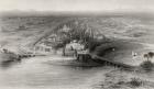 Panoramic view of New and Old Delhi, India (engraving)