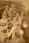 The author Leo Tolstoy with his family in Yasnaya Polyana (b/w photo)