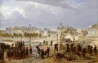 An Attack on a Barricade on the Pont de l'Archeveche, 1849 (oil on canvas)