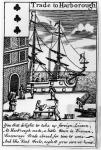 Trade at Harborough, English playing card (engraving) (b/w photo)