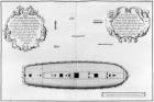Plan of a vessel with a completed first deck, illustration from the 'Atlas de Colbert', plate 25 (pencil & w/c on paper) (b/w photo)