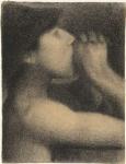 Echo, Study for ' Bathers at Asnieres', 1883-4 (conte crayon on paper)