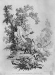 The Two Pigeons, illustration for the 'Fables de la Fontaine', 1772 (engraving) (b/w photo)