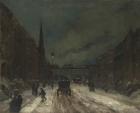 Street Scene with Snow (57th Street, NYC.), 1902 (oil on canvas)