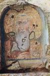 Fresco in the nave of Santa Maria Antiqua, Rome, Italy depicting the head of Saint Abbacyrus or Abba Cyrus, of Alexandria.