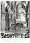 View of the Gallery prepared for the reception of their Majesties the Royal Family, Directors & principal Personages in the Kingdom at the Commemoration of Handel in Westminster Abbey, engraved by John Spilsbury, 1785 (engraving) (b/w photo)