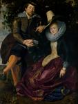 Self portrait with Isabella Brandt, his first wife, in the honeysuckle bower, c.1609 (oil on canvas)