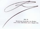 Signature of Frederick the Great, King of Prussia, 1st August 1744 (pen & ink on paper)