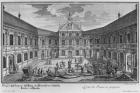 Palace at Munich, Germany, engraved by Johann August Corvinus (engraving) (b/w photo)