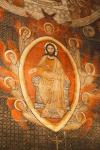 Salamanca, Salamanca Province, Spain. Christ Pantocrator revealing his wounds. Painting in the Chapel of San Martin in the Old Cathedral. Catedral Vieja.