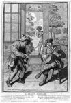 Harlequin and Scaramouche (engraving) (b/w photo)