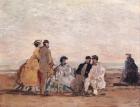 On the Beach at Trouville, c.1865 (oil on canvas)