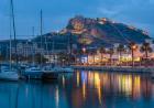 View over sports harbour to Santa Barbara castle, Alicante, Alicante Province, Costa Blanca, Spain (photo)