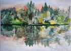 The Lake at Sunset, Bremes les Ardres, 2000,(watercolour)
