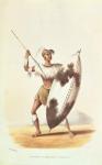 Lingap, a Matabili Warrior, illustration from 'Wild Sports of South Africa' by W.C. Harris, 1841 (coloured engraving)