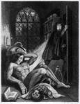 Illustration from 'Frankenstein' by Mary Shelley (1797-1851) (engraving) (b/w photo)