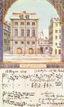 The Leipzig Gewandhaus with a piece of music by Felix Mendelssohn (1809-47) (w/c on paper)