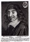 Portrait of Rene Descartes (1596-1650) (engraving) (b&w photo)