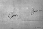 Jean-Baptiste Greuze's signature (ink on paper) (b/w photo)