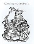 St. Charles (747-814) from 'Liber Chronicarum' by Hartmann Schedel (1440-1514) 1493 (woodcut) (b/w photo)