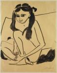 Crouching Nude Girl, 1907 (pen & ink on paper)