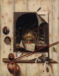 Trompe l'oeil with Studio Wall and Vanitas Still Life, 1668 (oil on canvas)