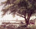 The City and Port of Philadelphia, on the River Delaware, from Kensington, 1800 (colour litho)