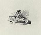 A Man in a Wheelbarrow from 'History of British Birds and Quadrupeds' publ 1815? (b/w engraving)