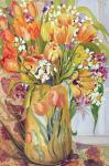 Tulips and Narcissi in an Art Nouveau Vase (w/c on paper)