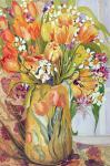 Tulips and Narcissi in an Art Nouveau Vase (w/c on paper)