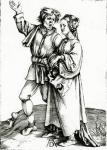 A rustic couple, engraved by Johannes Wierix, c.1565 (engraving)
