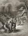 Pilgrims being fed by Peasants, illustration from 'Bibliotheque des Croisades' by J-F. Michaud, 1877 (litho)