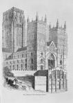 North-West view of Durham Cathedral (engraving) (b/w photo)