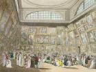 Exhibition Room, Somerset House, from 'Ackermann's Microcosm of London', 1808 (coloured aquatint)