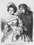 Etienne Lousteau speaking to an actress, illustration from 'Les Illusions perdues' by Honore de Balzac (engraving) (b/w photo)