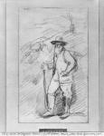 Camille Pissarro (black lead on paper) (b/w photo)