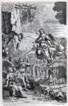 The archangel Uriel informs Gabriel that Satan is in the Garden of Eden, illustration from 'Paradise Lost' by John Milton, engraved by P.P Bouche, sixth edition, 1695 (engraving)