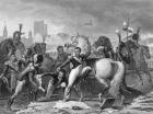 Napoleon wounded in the attack on Ratisbon (Regensburg), Bavaria in 1809 (engraving)