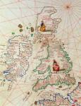 The Kingdoms of England and Scotland, from an Atlas of the World in 33 Maps, Venice, 1st September 1553 (ink on vellum) (detail from 330949)