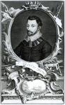 Portrait of Sir Francis Drake (c.1540-96) engraved by Jacobus Houbraken (1698-1780) (engraving) (b/w photo)