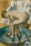 Woman Bathing in a Shallow Tub, 1885 (Charcoal and pastel on light green wove paper laid on silk bolting)