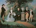 Members of the Wilson family grouped round a memorial of William Pitt the Younger (oil on canvas)