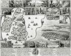 Map of Civil War England and a view of Prague, 1632 (engraving) (b/w photo)