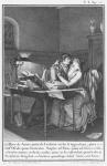 Heloise and Abelard in their study, illustration from 'Lettres d'Heloise et d'Abelard', volume I, page 25, engraved by Noel Le Mire (1724-1800) 1795 (engraving) (b/w photo)