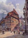Albrecht Durer's House in Nuremberg, Germany, as it was in the 19th century, from 'The Garden Arbour Family Journal', published 1905 (colour litho)