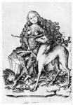 A Wild Woman and a Unicorn c. 1460 (engraving)