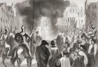 Templars being burnt at the stake (litho)