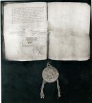 Treaty of Cambrai, 1529 (vellum) (b/w photo)