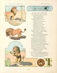 The lion and the gnat, illustration from 'Fables' by Jean de la Fontaine, 1906 edition (colour litho)